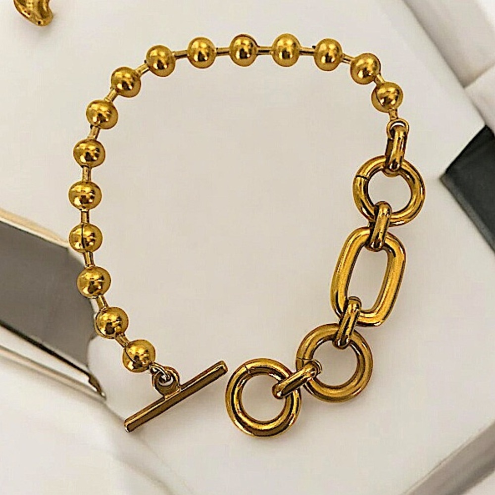 Gold Stainless Steel Chain Link Bracelet